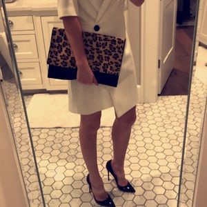 Faux fur cheetah print clutch.